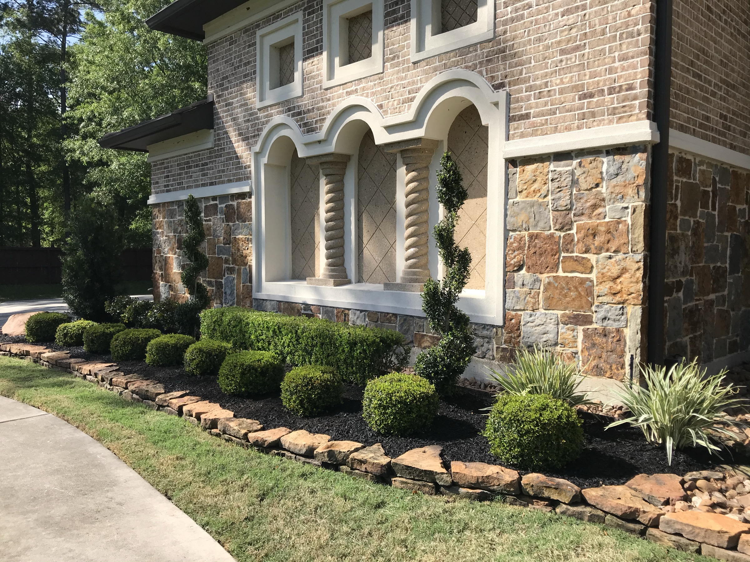 Street view of a Houston front after curb-appeal planting