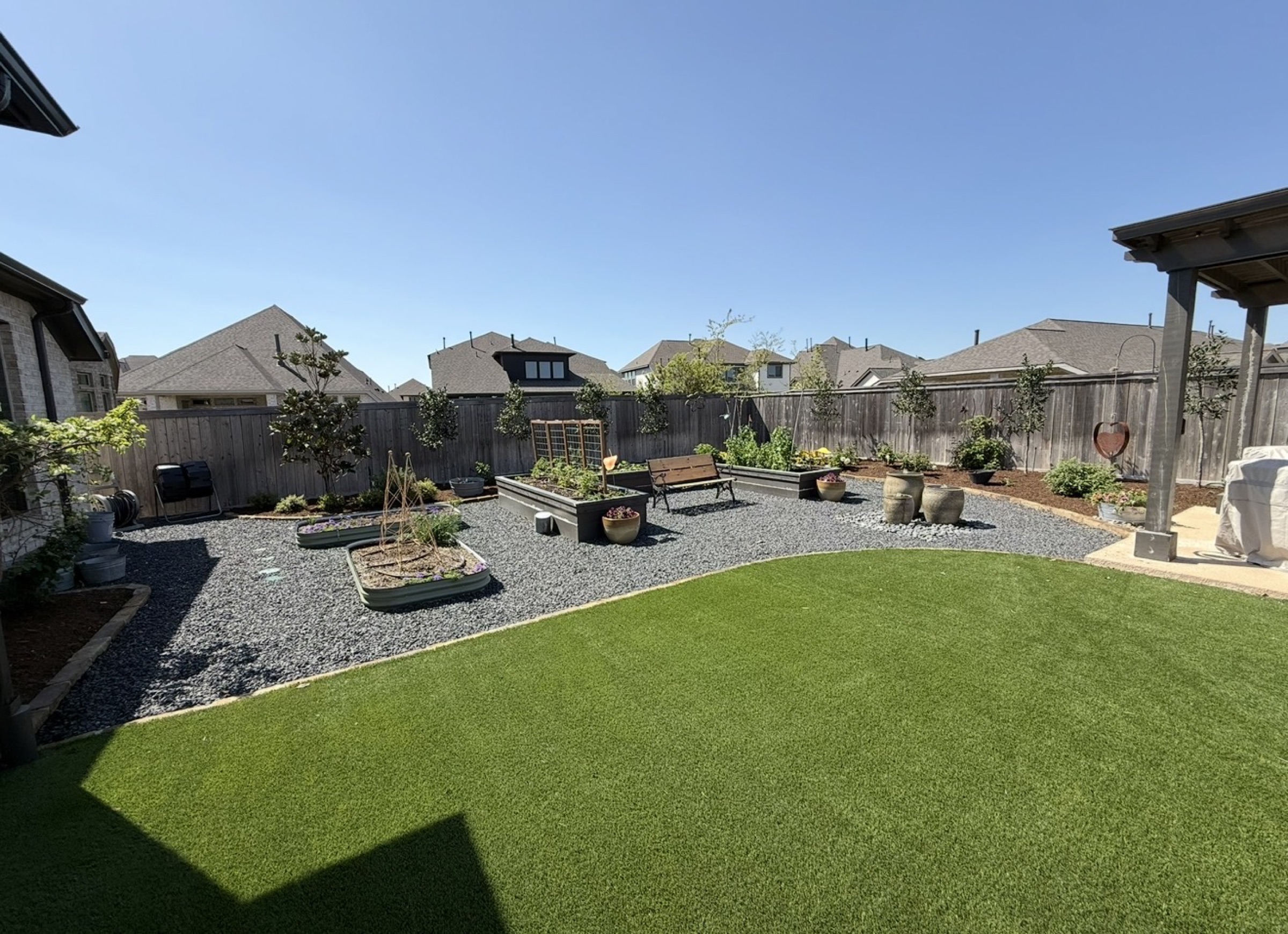 Artificial turf install on a Houston lot