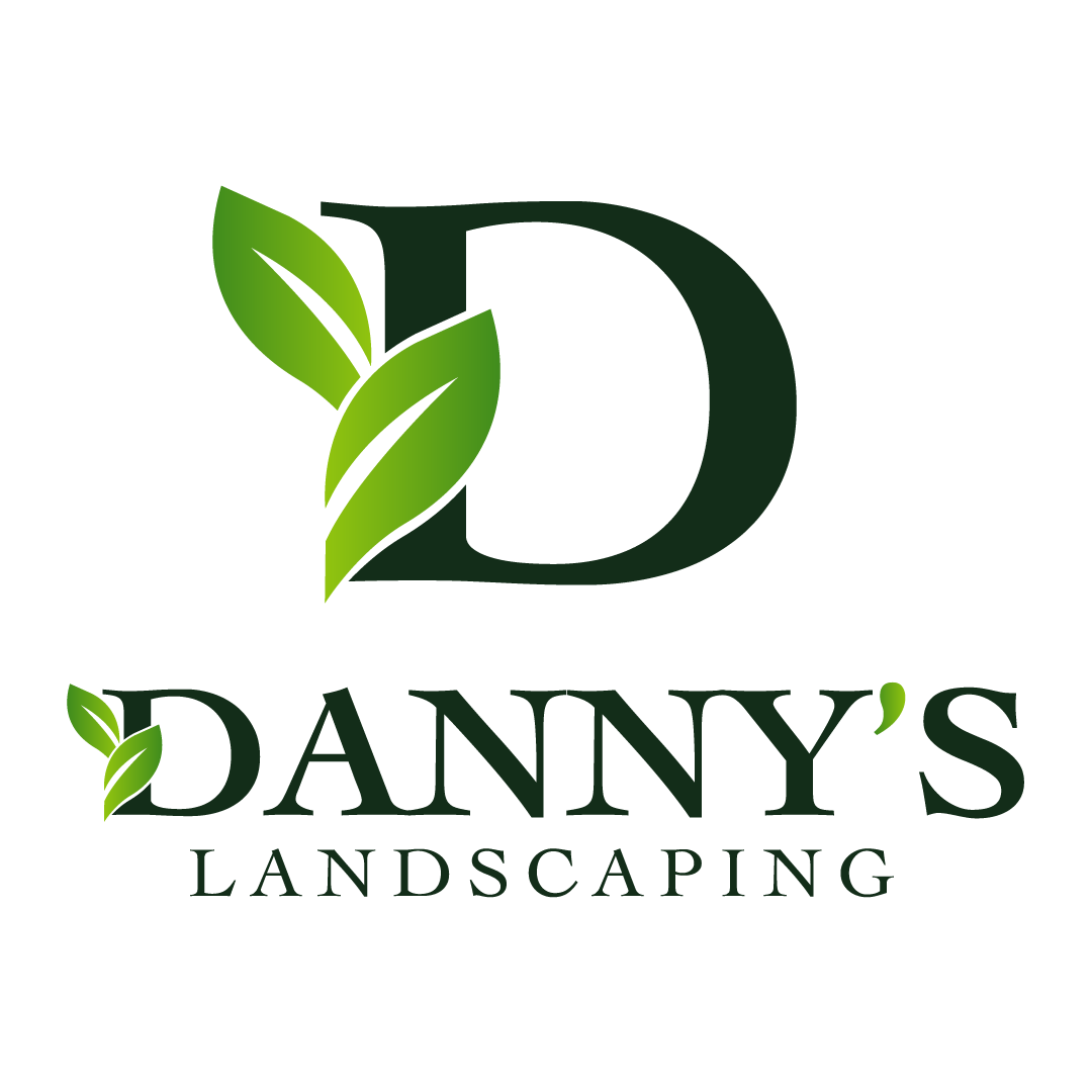 Danny's Landscaping logo featuring a stylized "D" with green leaves, representing landscape design services in Houston.